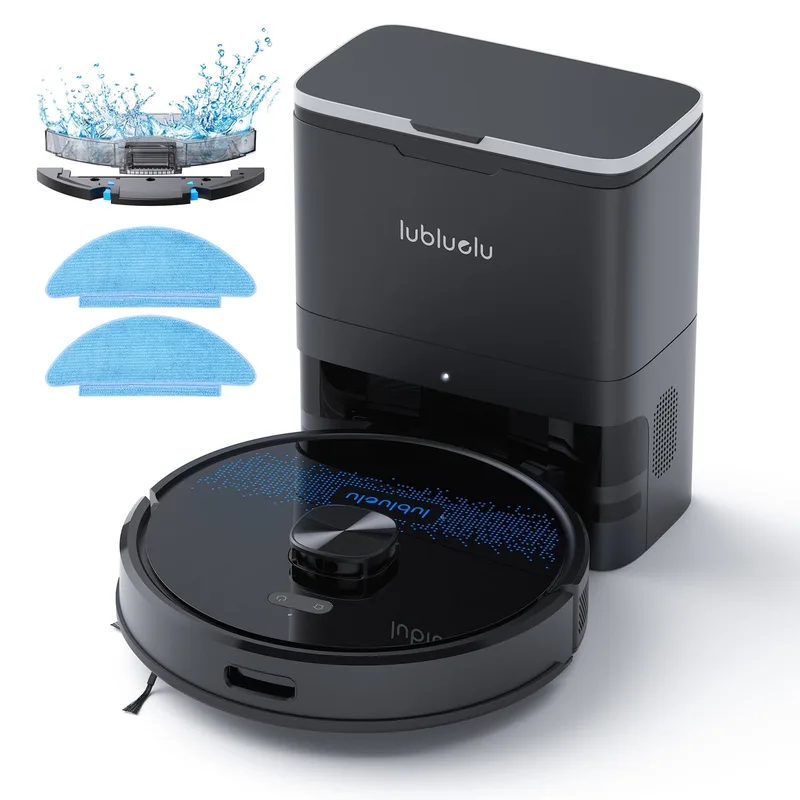 SL60MAX+ Robotstofzuiger met Dockingstation - Robot Stofzuigers met Dweilfunctie - 7000Pa -LiDAR-navigatie – Borstel die klitten voorkomt – Ideaal voor dierenharen by Lubluelu in Black – product photo