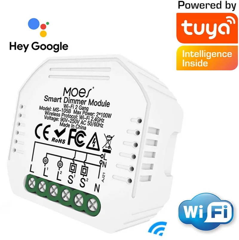 Dimmer - Wifi - SmartHome - Tuya Actoren - Inbouw - Slimme Verlichting by MOES in White – product photo