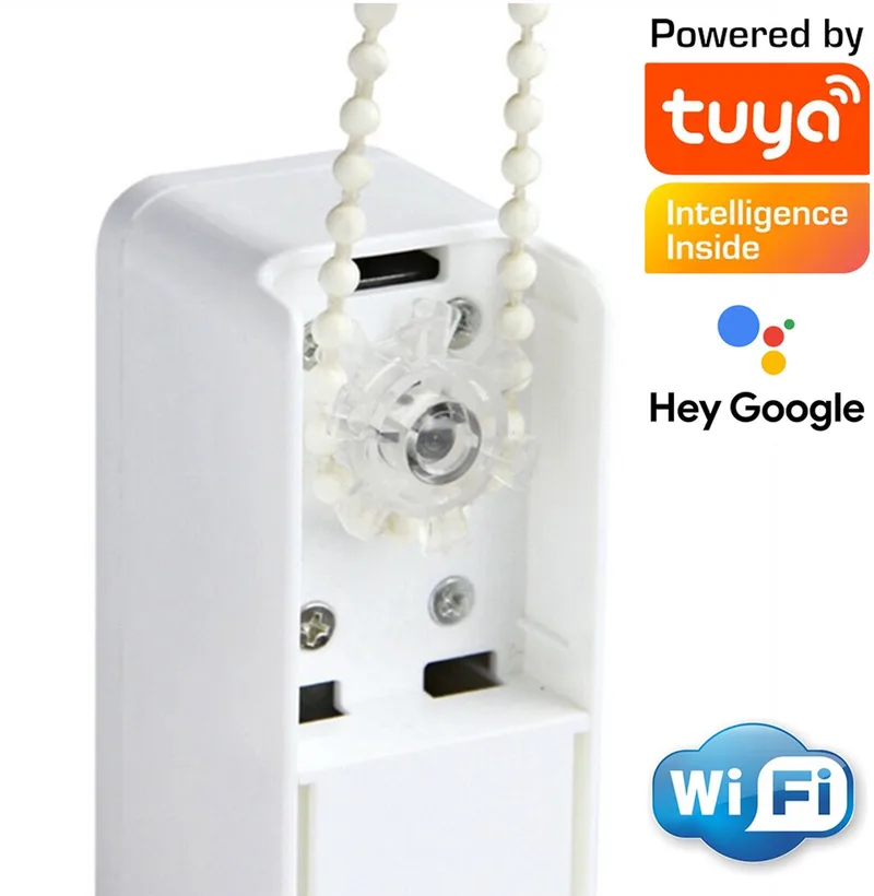 rolgordijn motor | Koord motor met Wifi | Werkt op Tuya Smart en SmartLife | incl. Afstandsbediening | Geschikt voor elk type rolgordijn koord by MOES in White – product photo