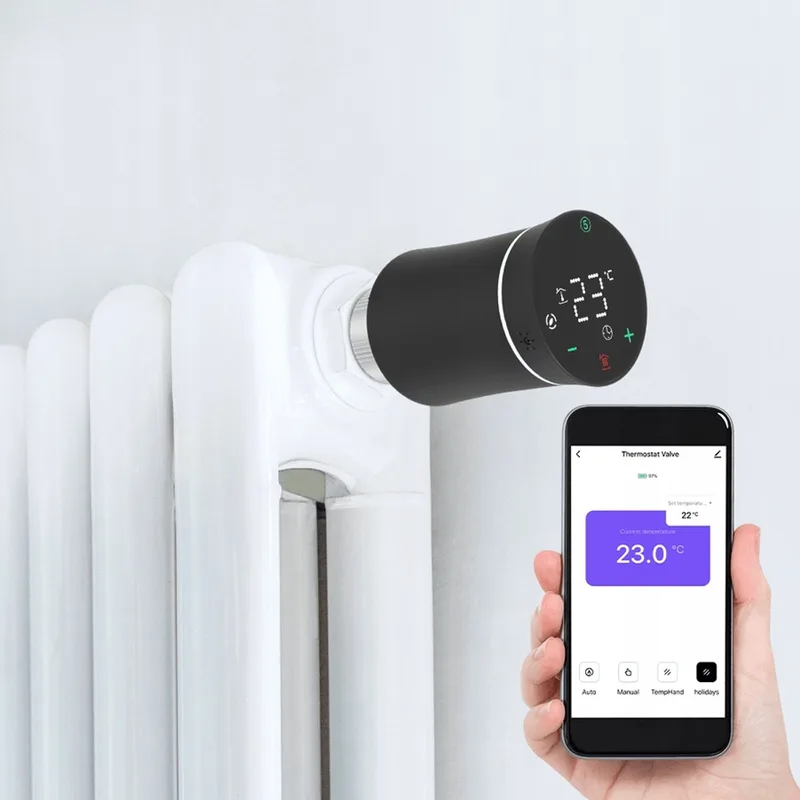 Slimme Zigbee Thermostaat Radiatorknop - Touch Bediening Zwart de MOES – photo produit