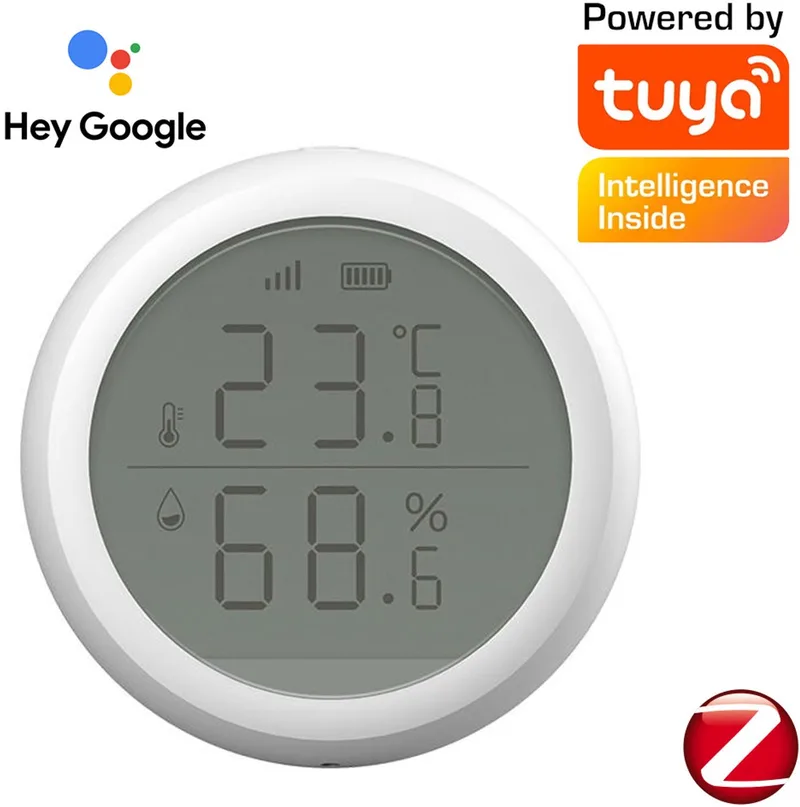Tuya ZigBee Temperatuur en Vocht Sensor - Zigbee - Tuya SmartLife - LCD scherm by MOES in White – product photo