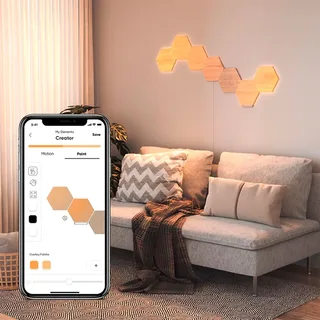 Elements Uitbreidingspakket - 3 LED Panelen - Houteffect - Slimme Verlichting - Google home de Nanoleaf en Hout – photo produit 3 sur 6
