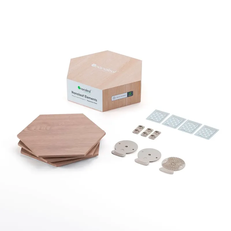 Elements Uitbreidingspakket - 3 LED Panelen - Houteffect - Slimme Verlichting - Google home de Nanoleaf en Hout – photo produit 2 sur 6