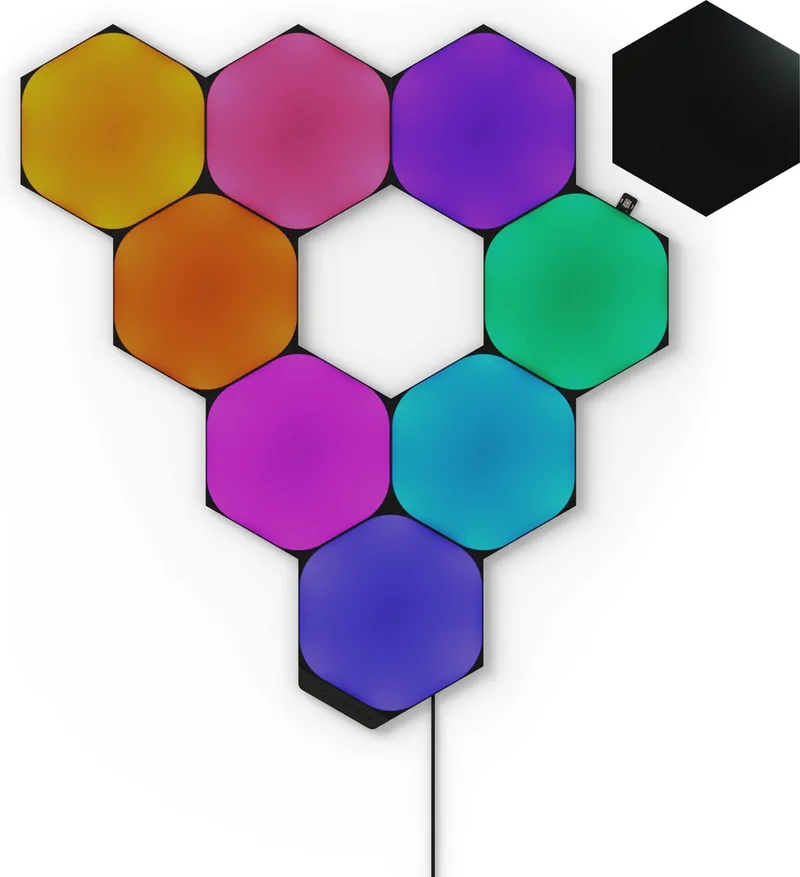 Shapes Black Hexagons Starterkit - Slimme Verlichting - 9 LED Panelen - Siri, Google, Alexa Compatibel by Nanoleaf in Black – product photo