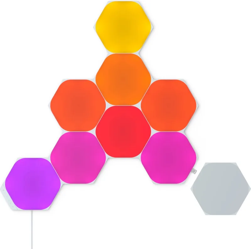 Shapes Hexagons Starterkit - Slimme Verlichting - 9 LED/RGB Panelen - Siri, Google, Alexa de Nanoleaf en Blanc – photo produit