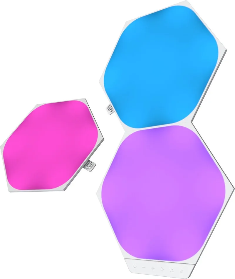 Shapes Hexagons Uitbreidingspakket - 3 Panelen - Slimme Verlichting - Siri, Google, Alexa de Nanoleaf en Blanc – photo produit