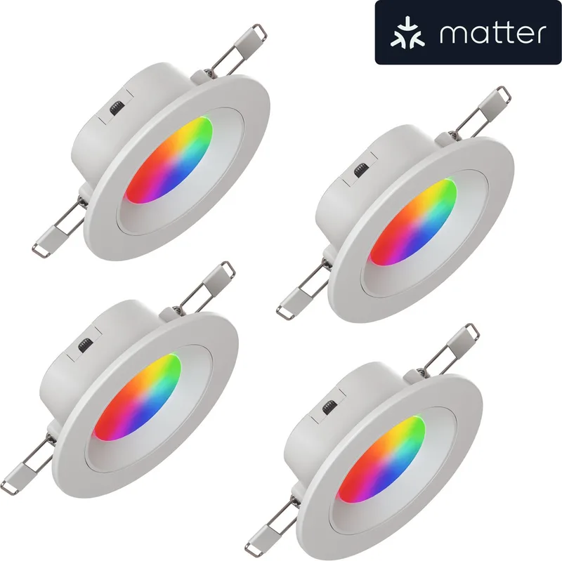 Smart Downlight EU - Slimme Verlichting - Wifi - 16 Miljoen Kleuren - 76mm - 4-Pack by Nanoleaf in White – product photo
