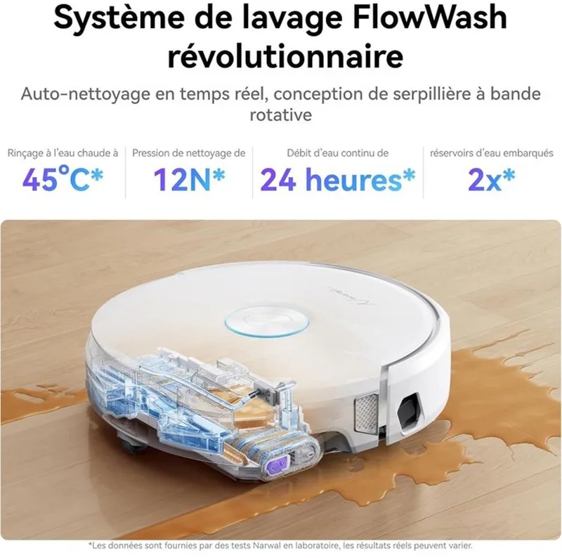 Flow robotstofzuiger - dweilmat - 22.000 Pa - App de Narwal en Argent galaxy – photo produit