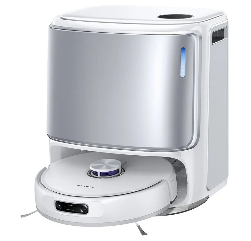 Saugroboter Freo Z10 Ultra Saugroboter mit Wischfunktion, All-in-One-Basisstation, 65 W, DirtSense Technologie, verhedderungsfreie Bürste, 18.000Pa Absaugung fra Narwal i Hvid – produktbillede
