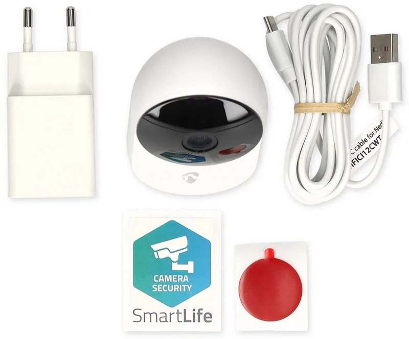 SmartLife Beveiligingscamera Binnen – Huisdiercamera – 3MP Full HD – WiFi – Nachtzicht – Bewegingssensor – Wit - Vaderdag Cadeau van Nedis in Wit – WIFICI12CWT – productfoto
