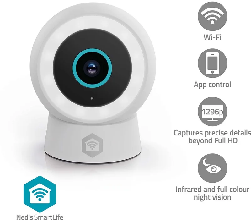 SmartLife Beveiligingscamera Buiten - Spotlight - 3MP Full HD 1296p - IP65 - Bewegingssensor - Nachtzicht - Wit van Nedis in Wit – WIFICO14CWT – productfoto