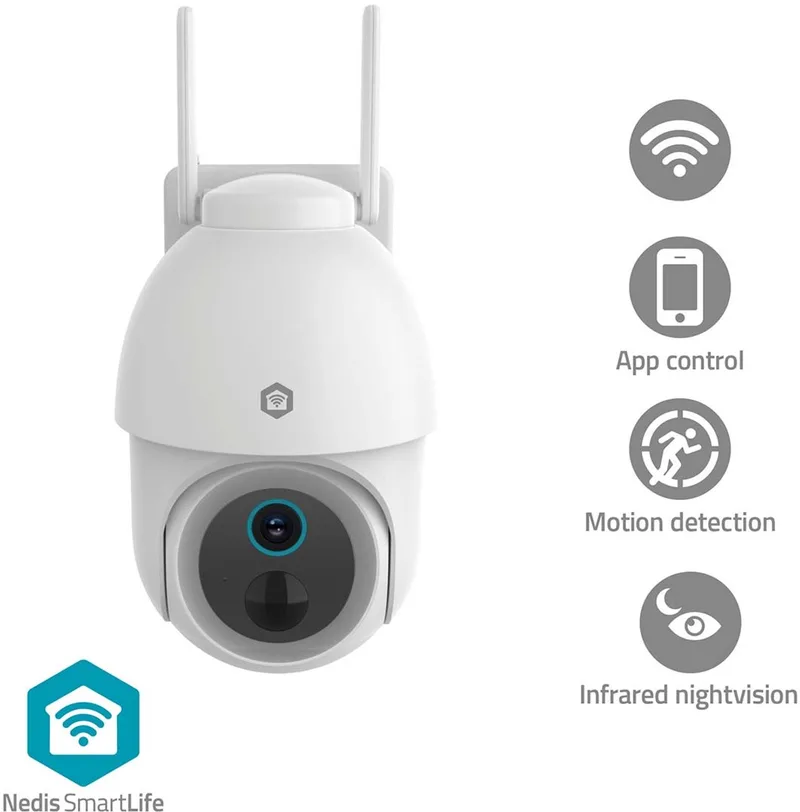 SmartLife Beveiligingscamera Buiten - Spotlight - Full HD - Pan tilt - IP65 - Bewegingssensor von Nedis in Wit – WIFICBO51WT – Produktfoto