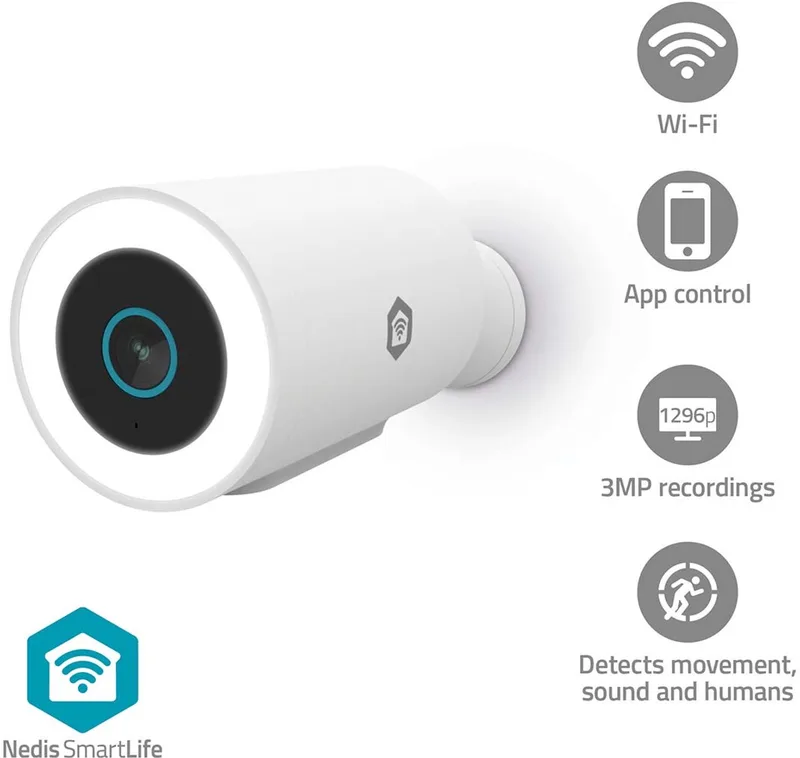 SmartLife Beveiligingscamera voor Buiten - Spotlight - Full HD - WiFi - IP65 - Bewegingssensor - Nachtzicht - Wit van Nedis in Wit – WIFICO15CWT – productfoto