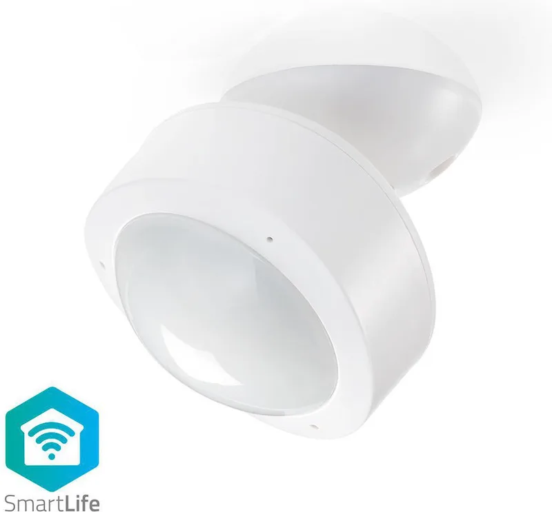 SmartLife Bewegingssensor - Wi-Fi - Batterij Gevoed / Netvoeding - Detectiehoek: 120 ° Detectiebereik: 10.0 m van Nedis in Wit – productfoto