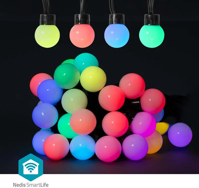 SmartLife Decoratieve Verlichting - Feestverlichting - Wi-Fi - RGB - 48 LED's - 10.8 m - Android / IOS - Diameter bulb: 30 mm van Nedis – productfoto