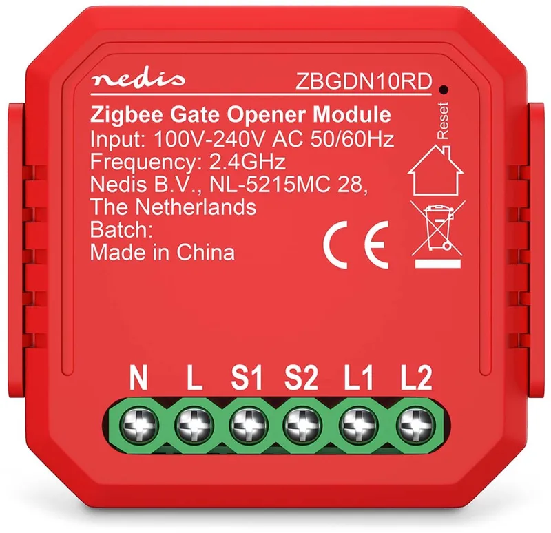 SmartLife inbouwmodule - Garagedeur Opener - 2.5 W - Kroonsteen - App beschikbaar voor: Android / IOS van Nedis in Rood – productfoto