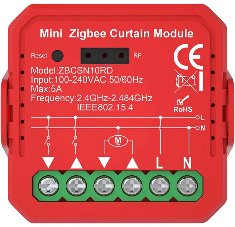 SmartLife inbouwmodule - Rolluiken/jaloezieën - 1000 W - Kroonsteen - App beschikbaar voor: Android / IOS van Nedis in Rood – productfoto