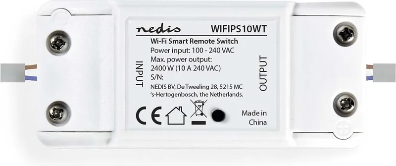 SmartLife inbouwmodule - Schakelaar - 2400 W - Kroonsteentjes - App beschikbaar voor: Android / IOS van Nedis in Wit – productfoto
