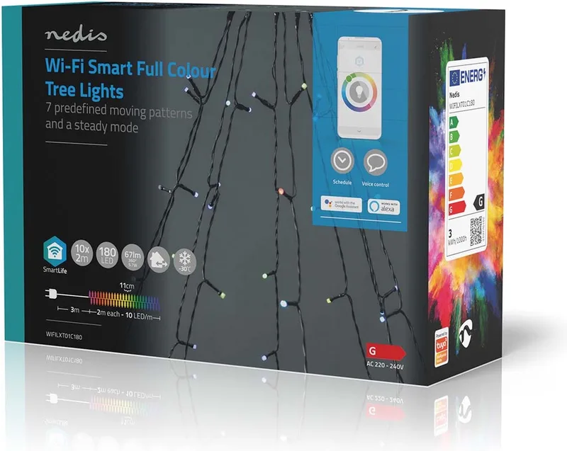 SmartLife-kerstverlichting - Boom - Wi-Fi - RGB - 180 LED's - 10 x 2 m - Android / IOS de Nedis – photo produit