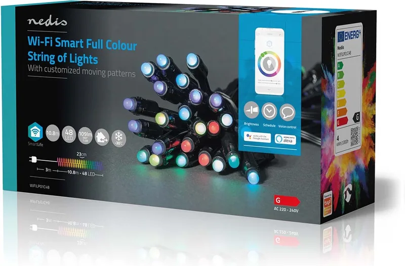 SmartLife-kerstverlichting - Feestverlichting - Wi-Fi - RGB - 48 LED's - 10.8 m - Android / IOS van Nedis – productfoto