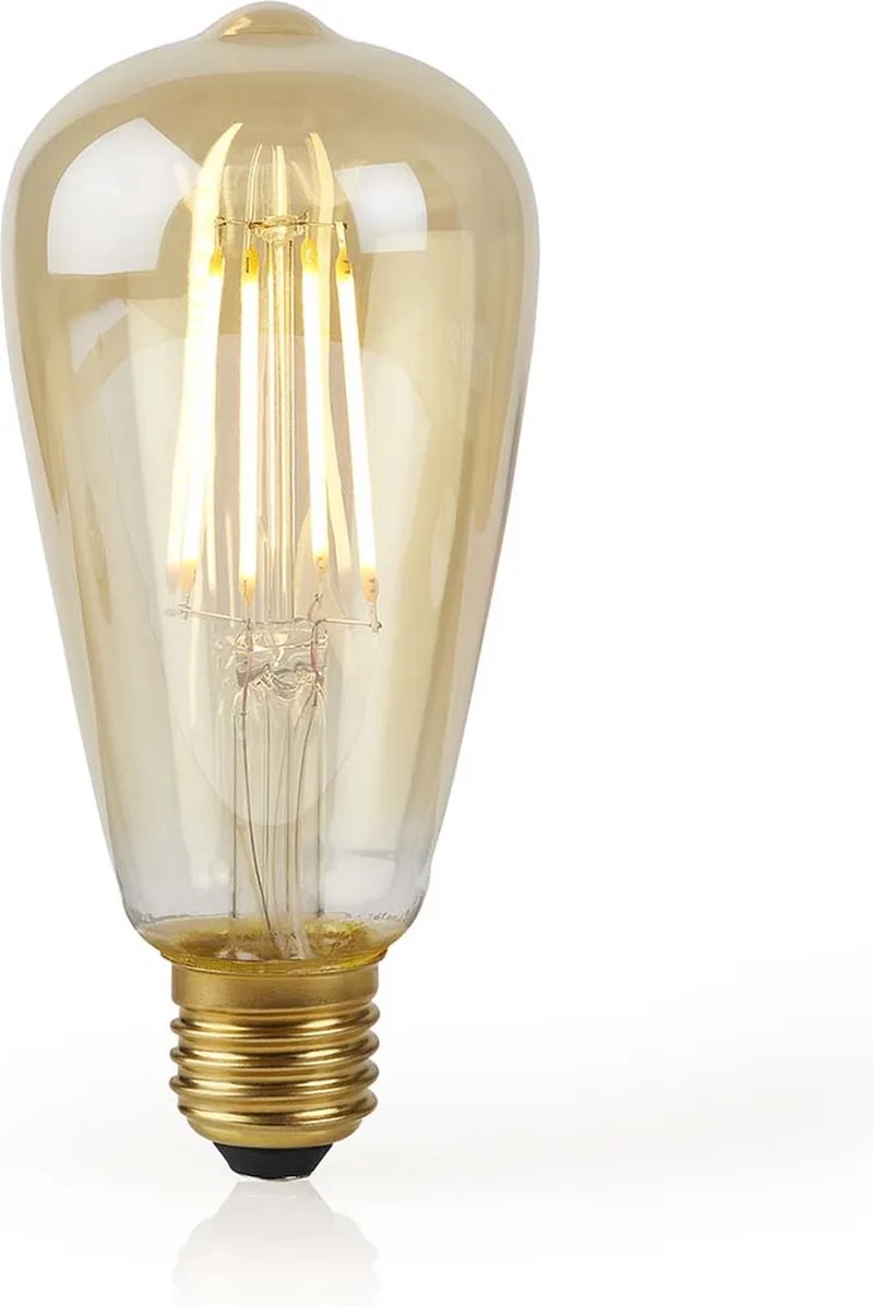 SmartLife LED Filamentlamp - Wi-Fi - E27 - 500 lm - 5 W - Warm Wit - 2200 K - Glas - Android / IOS - ST64 - 1 Stuks fra Nedis – produktbillede