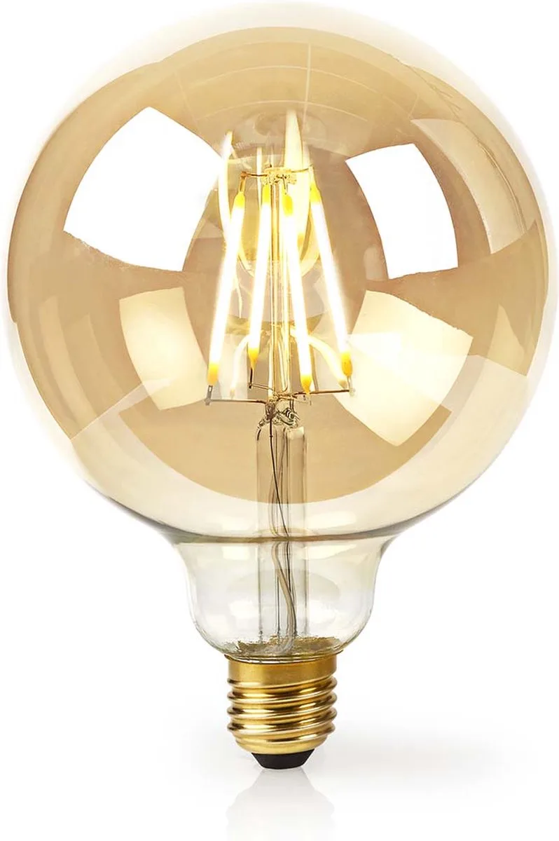 SmartLife LED Filamentlamp - Wi-Fi - E27 - 500 lm - 5 W - Warm Wit - 2200 K - Glas - Android / IOS - G125 - 1 Stuks van Nedis – productfoto