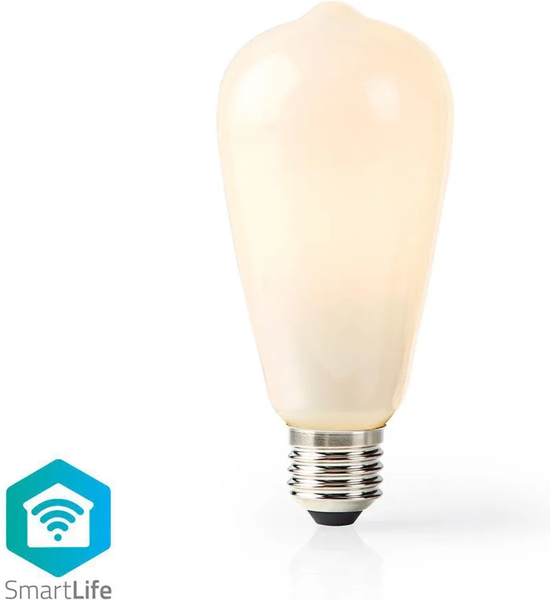 SmartLife LED Filamentlamp - Wi-Fi - E27 - 500 lm - 5 W - Warm Wit - 2700 - Glas - Android / IOS - ST64 - 1 Stuks van Nedis – productfoto