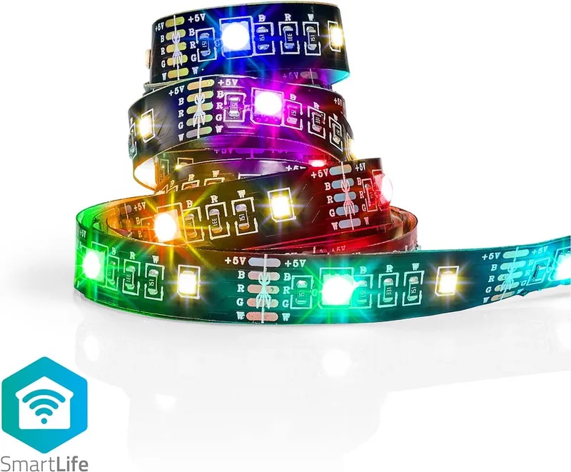 SmartLife LED Strip - Bluetooth - RGB / Warm Wit - SMD - 2.00 m - IP20 - 2700 - 380 lm - Android / IOS van Nedis in Meerkleurig – productfoto