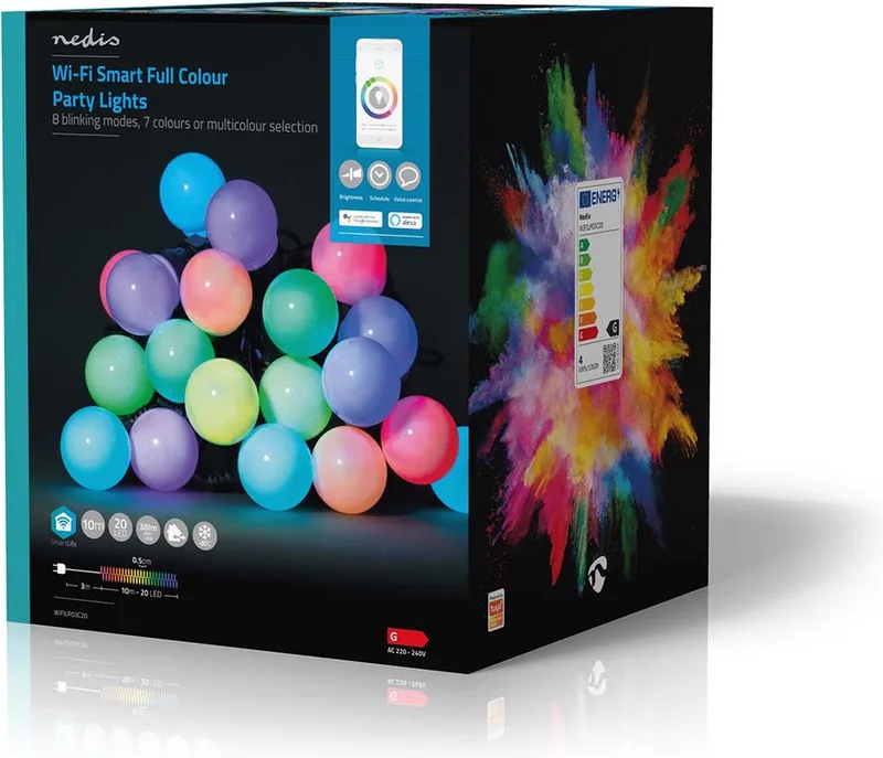 SmartLife Lichtsnoer - Feestverlichting - Wi-Fi - RGB / Wit - 20 LED's - 10 m by Nedis – product photo
