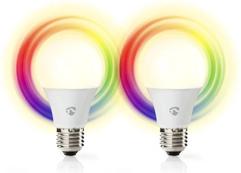 SmartLife Multicolour Lamp - Wi-Fi - E27 - 806 lm - 9 W - RGB / Warm tot Koel Wit - 2700 - 6500 - Android / IOS - Peer - 2 Stuks van Nedis – productfoto
