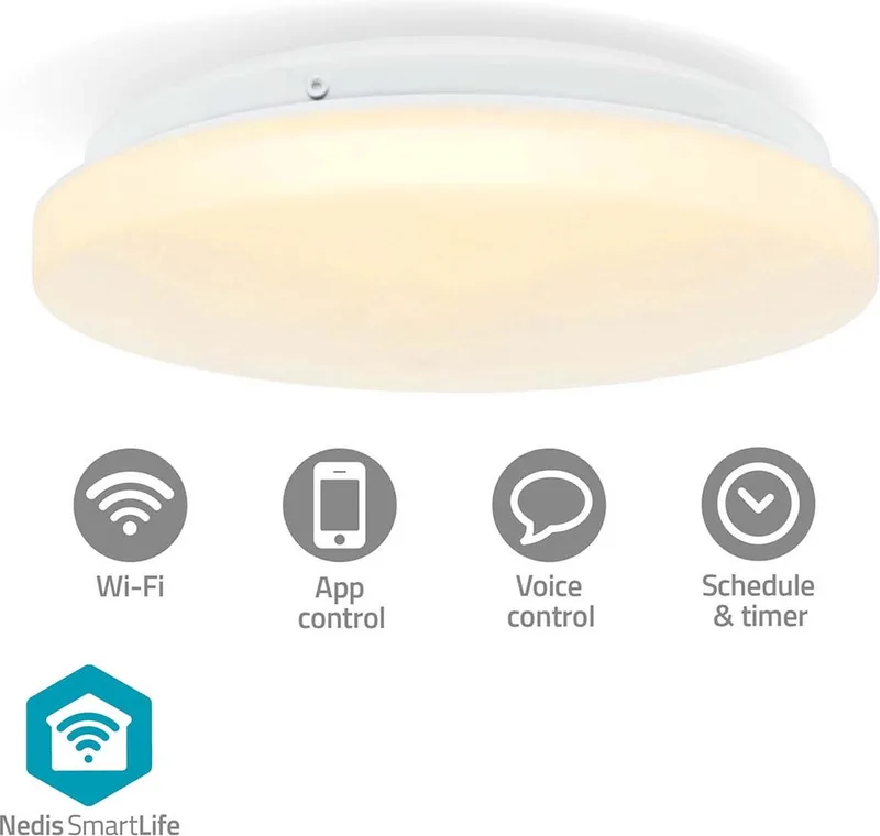 SmartLife Plafondlamp – Plafonnière – RGB + Licht – Ø 26 cm – Medium de Nedis en Blanc – photo produit