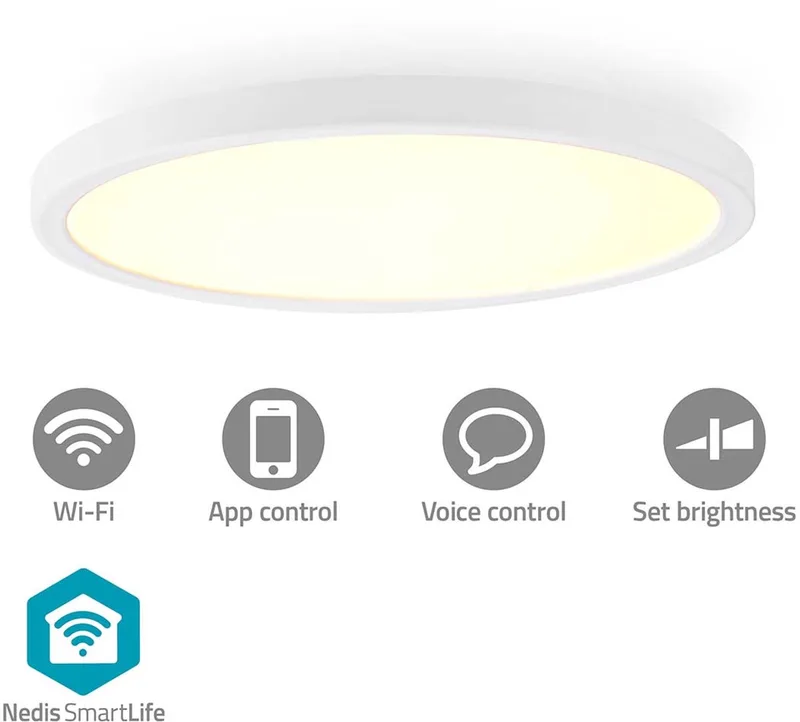 SmartLife Plafondlamp – WiFi – RGB + Ø29 cm – 1800 lm – IP20 van Nedis in Wit – productfoto
