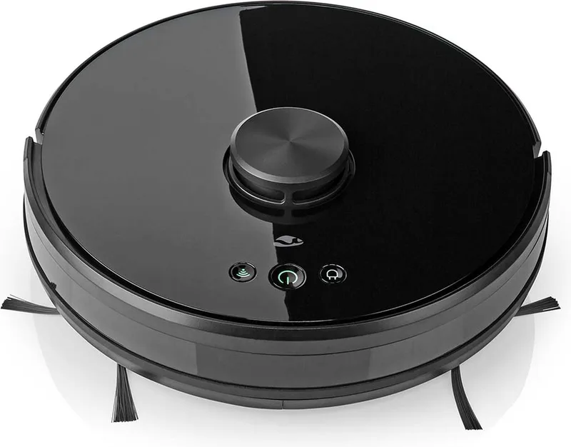 SmartLife Robotstofzuiger - Navigatiemethode: Laser navigatie - Wi-Fi - Capaciteit opvangreservoir: 0.6 l - Automatisch opladen - Maximale gebruiksduur: 2 uur - Android / IOS van Nedis in Zwart – productfoto