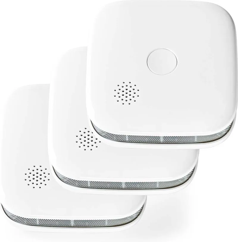 SmartLife Rookmelder - Wi-Fi - Batterij Gevoed - Levenscyclus sensor: 10 Jaar - EN 14604 - Max. batterijduur: 24 Maanden - 85 dB - 3 Stuks by Nedis in White – product photo