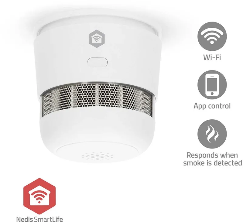 SmartLife Rookmelder - Zigbee 3.0 - Batterij Gevoed - Levenscyclus sensor: 10 Jaar - EN 14604 - Max. batterijduur: 36 Maanden - 85 dB - 1 Stuks by Nedis in White – product photo