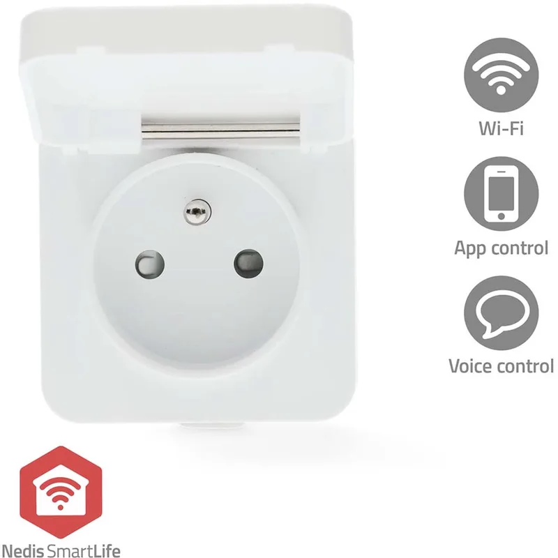 SmartLife Slimme Stekker – Tijdschakelaar – IP44 – Energiemeter – Voor binnen & buiten – Stopcontact – 1 Stuks by Nedis in White – product photo