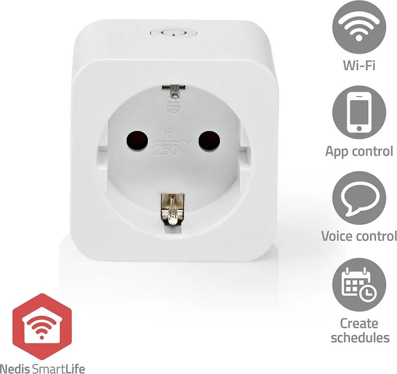 SmartLife Slimme Stekker – Tijdschakelaar – Voor binnen – Energiemeter – Max. 3680W – 1 Stuk by Nedis in White – product photo