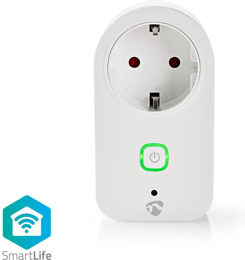 SmartLife Slimme Stekker - Wi-Fi - Energiemeter - 3680 W - Randaarde stekker / Type F (CEE 7/7) - -20 - 50 °C - Android / IOS van Nedis in Wit – productfoto