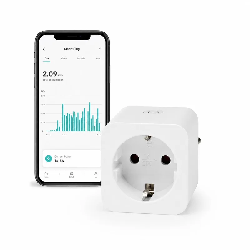 SmartLife Slimme Stekker - Wi-Fi - IP21 - Energiemeter - 3680 W - Type F (CEE 7/3) - 0 - 55 °C - Android / IOS - 1 Stuks van Nedis in Wit – productfoto