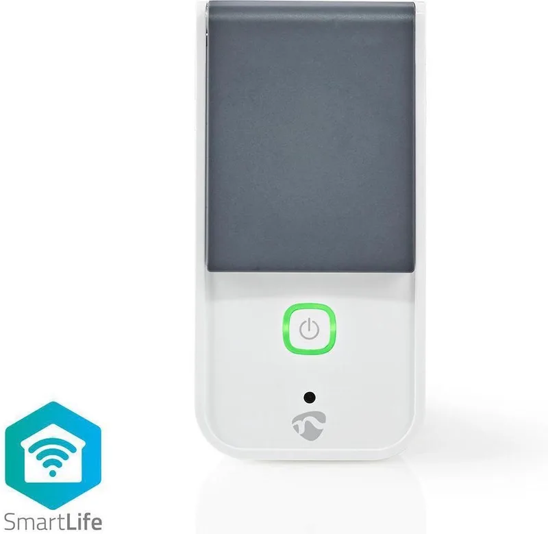 SmartLife Slimme Stekker - Wi-Fi - IP44 - Energiemeter - 3680 W - France / Type-E (CEE 7/6) - -30 - 40 °C - Android / IOS - Grijs / 1 Stuks van Nedis in Wit – productfoto