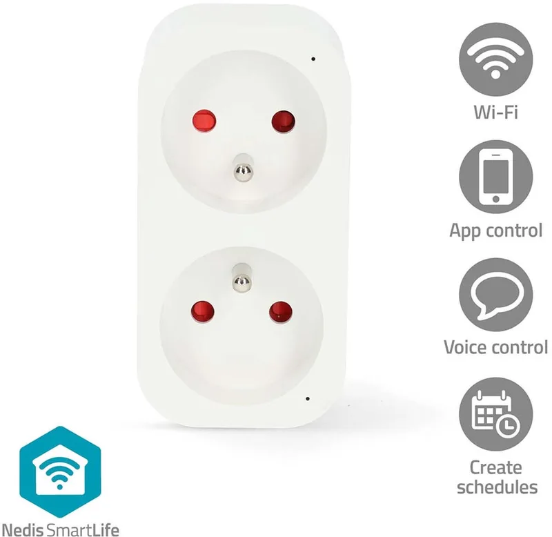 SmartLife Slimme Stekker – WiFi - Smart Plug – Energie meter – 3680W från Nedis i Vit – produktbild