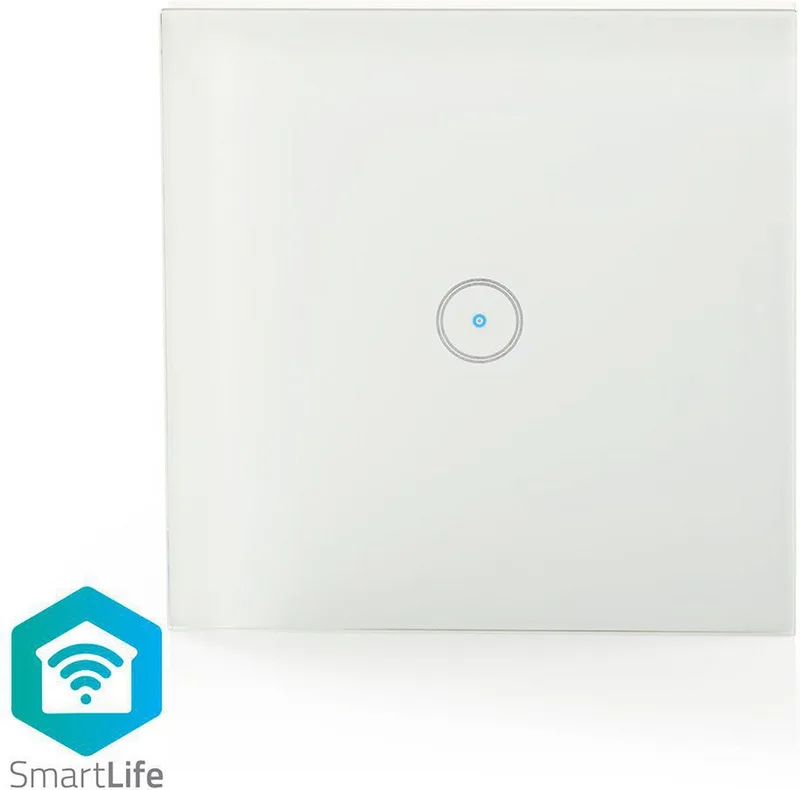 SmartLife Wandschakelaar - Enkel - Muurmontage - 1000 W - Android / IOS - Glas de Nedis en Blanc – photo produit