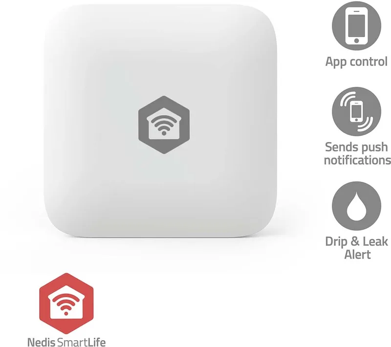 SmartLife Watermelder - Lekkagemelder - Zigbee 3.0 - Batterij Gevoed - Max. batterijduur: 12 maanden by Nedis in White – product photo