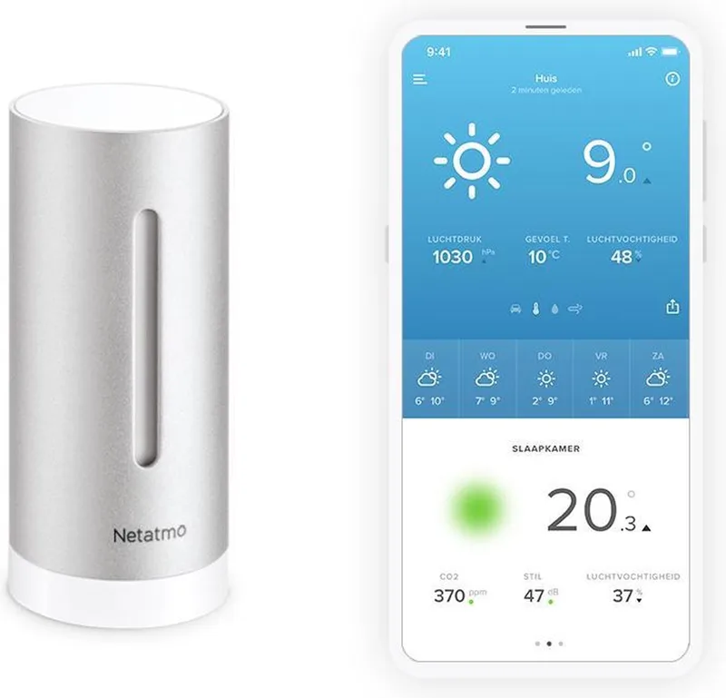 Additionele Slimme Binnenmodule Weerstation - CO2 meter - Hygrometer - werkt met Google Home, Alexa & Apple Homekit van Netatmo in Kleurloos – productfoto 1 van 2