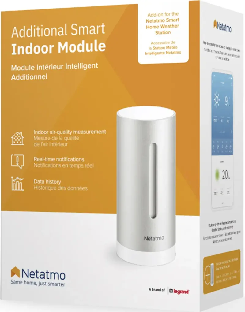 Additionele Slimme Binnenmodule Weerstation - CO2 meter - Hygrometer - werkt met Google Home, Alexa & Apple Homekit van Netatmo in Kleurloos – productfoto 2 van 2