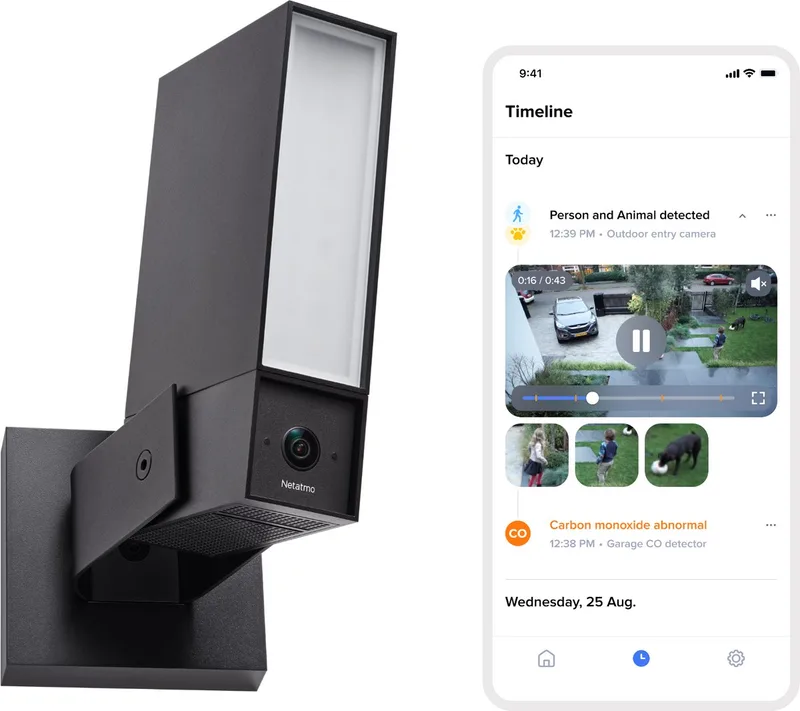 Beveiligingscamera ORIGINAL - Slimme Buitencamera met Sirene - 2K+ HDR, AI Detectie, 110 dB Sirene & Nachtzicht - Google Home, Apple Homekit & Amazon Alexa - Zwart fra Netatmo i Zwart – NEW – produktbillede