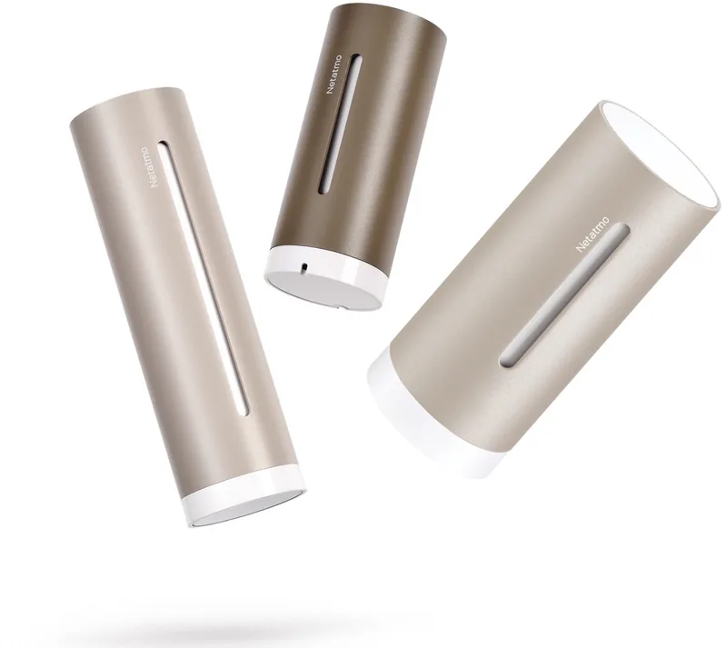 Slim Weerstation + Extra Binnenmodule – Indoor Pack 2.0 – CO2 Meter & Luchtkwaliteit – Temperatuur & Luchtvochtigheid – App Monitoring – Sand fra Netatmo i Sand + Extra Binnenmodule – produktbillede