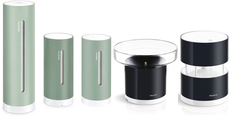 Slim Weerstation – Weather Pack met Regenmeter, Windmeter & 2× Wandbeugel – Binnen & Buiten Weermeting – CO2 Meter & Luchtkwaliteit de Netatmo en Mint – photo produit