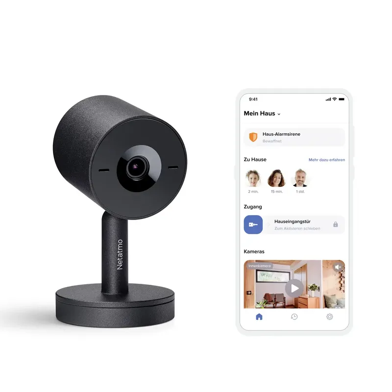 Slimme Beveiligingscamera Binnen - Bewakingscamera 2K - Gezichtsherkenning - Bewegingsdetectie - Nachtzicht - Werkt met Google Home & Apple HomeKit - Geen Abonnement - 1 Stuk von Netatmo in Schwarz – Produktfoto 2 von 3