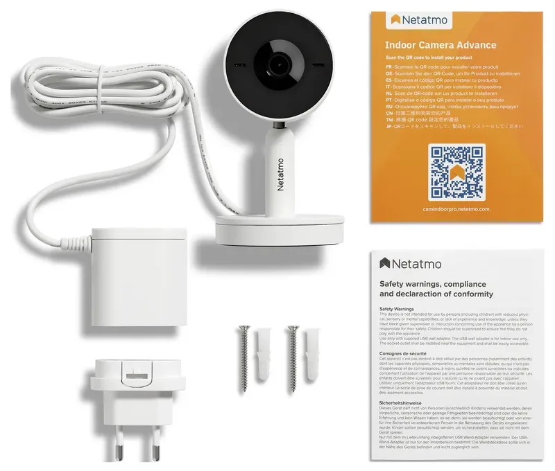 Slimme Beveiligingscamera Binnen - Bewakingscamera 2K - Gezichtsherkenning - Bewegingsdetectie - Nachtzicht - Werkt met Google Home & Apple HomeKit - Geen Abonnement - 1 Stuk van Netatmo in Wit – productfoto 2 van 2
